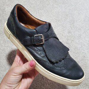 FRYE Gemma Kiltie Leather Loafers Sneakers Wingtip Monk Strap Black Women's 7